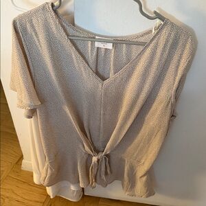 Sienna Sky Beige Tie-Front Blouse